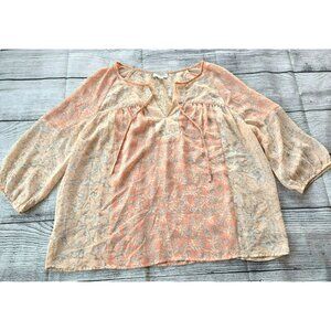 Loft outlet Women's size Medium light weight top/blouse/shirt white/orange/tan